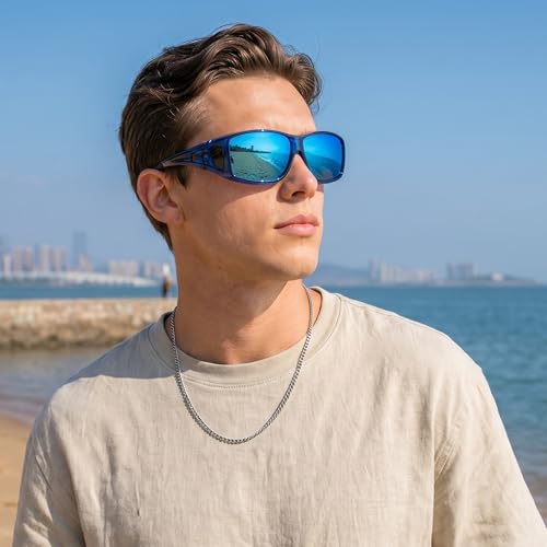 Image of SIPHEW Mirrored Sunglasses Polarized Fit Over Glasses for Men&Women