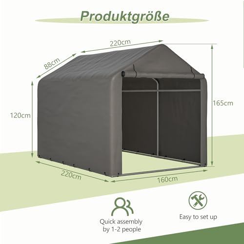 Ball & Cast Fahrradgarage wetterfest Geräteschuppen für 2-4 Fahrräder Carport Zelt mit UV-Schutz Fahrradschuppen für Regenschutz Motorrad Garage Gartenhaus Grau 160×220×165 cm