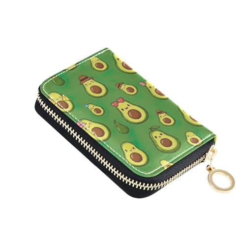Colored Women's Wallets Small Cute Card Holder RFID Blocking Cute Cartoon Avocados Green Zipper Wallet with Coin Pouch