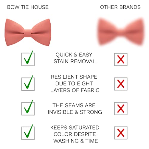 Image of Bow Tie House Mens Bowties Pre-tied Shape Clip on Bowtie Solid Men Formal Wear for kids, baby boys, toddler any age bow ties