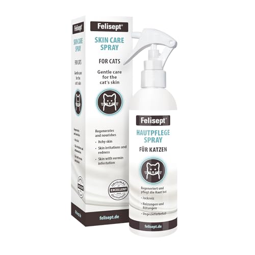 Felisept spray per la cura della pelle dei gatti 250ml - Spray Antiprurito gatto - Gatto antiforfora - Prurito gatto - Cura pelo gatti - Lozione delicata con principi attivi naturali