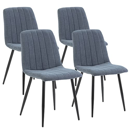 HOMN LIVING Set de 4 sillas Comedor Sagi tapizado Azul, certificada por la SGS, 45 cm (Ancho) x 56 cm (Profundo) x 84 cm (Alto)