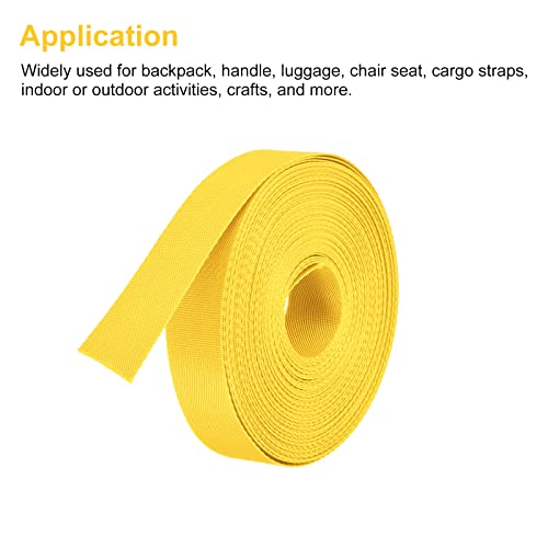Image of MECCANIXITY Flat Nylon Webbing Strap 1 Inch 15 Yards Yellow for Backpack, Cargo Strap, Luggage-rack