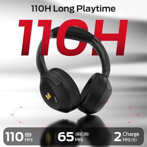 Image of Monster Harmonic N22 Active Noise Cancelling Bluetooth Headphones | Over Ear with 3 EQ Modes, 110H Playtime, HiFi Stereo Audio, Bluetooth 6.0, Wireless Headphones for Work Travel, Black