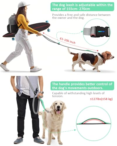WANFIRE Hands Free Dog Leash, 8.8ft Multifunctional Crossbody Dog Long Leash, Adjustable Dog Training Leash, Running Dog Leash for Small, Medium & Large Dogs Walking & Hiking (5-8.8ft). - Thumbnail 2