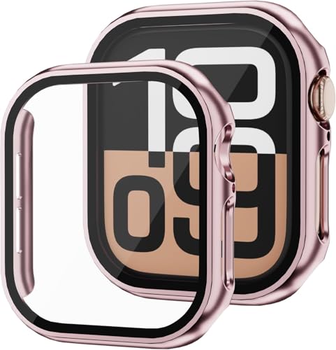AIYYXX For apple watch 10 ケース 46mm 42mm ガラスフィルム+PCフレーム 一体型 アップルウォッチ10 カバー 46mm 42mm 対応 高透過率 キズ防止 指紋防止 簡単に取り付け・取 全面保護 appleウォッチカバ