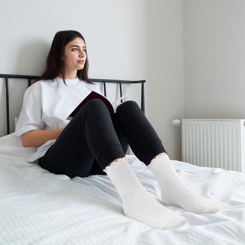 6 Pack Ruffle Sock Woman Ankle Ruffle Socks Turn Cuff Frilly Sock Lovely Double Needle Solid Color Edge Relent Socks4