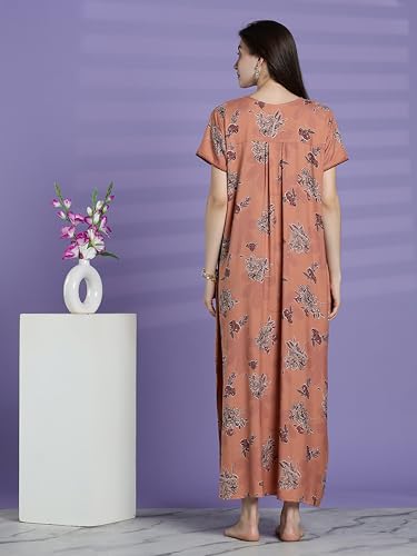 Image of 9shines Label Premium Alpine Maxi Designer Nighty | Floral Print Maxi for Women | Night wear for Women | | Full Length Night Gown for Women | Night Dress for Women Stylish (2467)