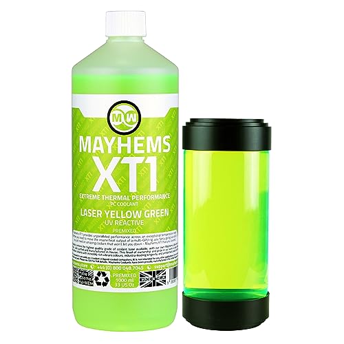 Mayhems - XT1 Premixed PC Coolant - Computer Water Cooling Fluid - Liquid Cooling, Thermal Performance Series, 1 Litre, Laser Yellow Green