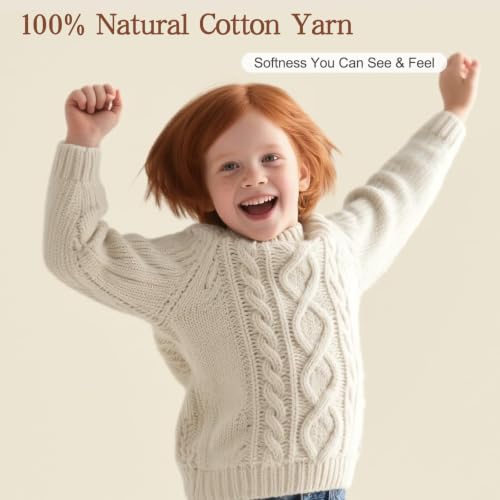 Image of Katech 1OO% Cotton Yarn for Crocheting-2 Sport Weight Baby Yarns (White)