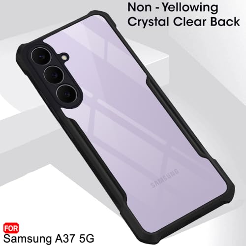 Image of TheGiftKart Shockproof Crystal Clear Back Cover Case for Samsung Galaxy A37 5G | 360 Degree Protection | Protective Design | Transparent Back Case Cover (PC & TPU, Black Bumper)