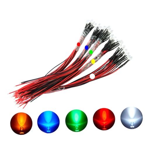 Levemolo 50pcs LED Diode Lights Light Diode Wired LED Lights Light Tube Wired Diode Lights