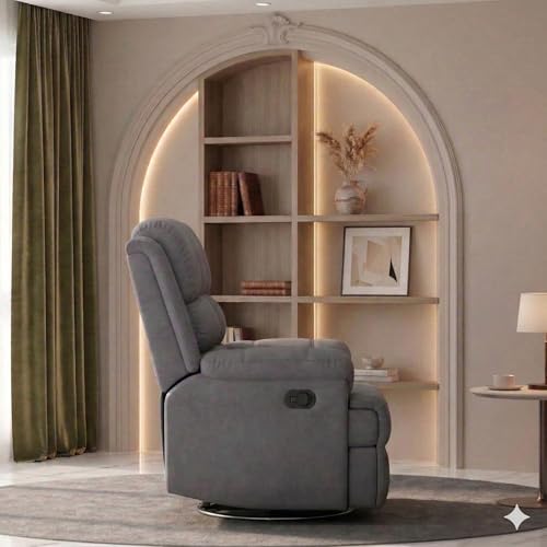 Image of Solis Royale 1 Seater Recliner Sofa Chair | Manual Recliner Lounge Sofa Chairs for Relaxing | Comfortable Cushioned | Living Room Bedroom Home, Office (Luxe-Nap - Grey, Luxe-Nap - Fabric)