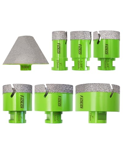 Image of Diamond Core Drill Bits Set,25 /35 /45 /50 /65 /75mm Tile Hole Saw Kit with 82mm Diamond Beveling Chamfer Bit for Porcelain Ceramic Tile Granite Marble