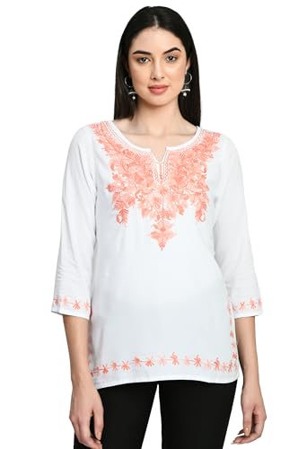 Image of QAZMI Short Kurti for Women| Rayon Cotton Embroiderd Kurta | Women