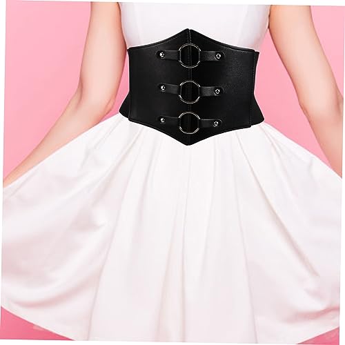 Vintage Wide Waist Belt Corset for Women Elastic Underbust Corset Belt with Imitation Leather and Alloy Fits Stylish Accessory for Dresses and Renaissance Costume3