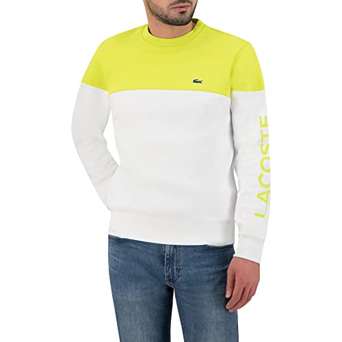 Lacoste Herren Sh8363 Sweatshirts, Lima/Weiß, L