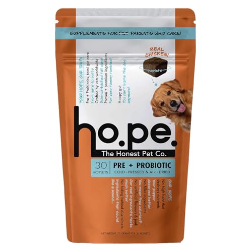 Image of Hope Pre & Probiotics Supplement for Dogs - 30 Chicken hoplets | Paw Licking & Scratching Relief | Tasty Chews with Hing for Absolute Gut Health | Coldpressed| Air-Dried | Honest Pet Co