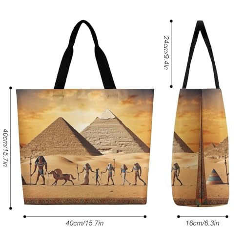 Women's Multi-Functional Shopping Bag，Ancient Egypt Printing Messenger Bag Shoulder Bag for Travel, Work, Shopping & Parties with Inner Pocket, Grocery Bag Lightweight & Water-Resistant2