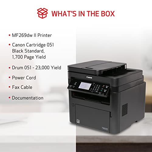 Image of Canon imageCLASS MF269dw II - Monochrome, Duplex Wireless Laser Printer, All-in-One with Scanner, Copier, Fax, Auto Document Feeder, Mobile Ready, 30 PPM, Black
