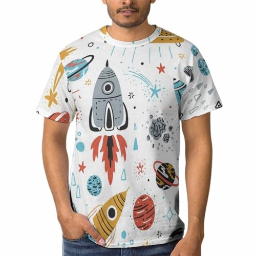 Tee Shirt Manches Courtes Planet Rocket Homme Col Rond Classique