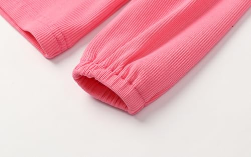 Image of LittleSpring Girls Ribbed Knit Long Sleeve Tshirt with Lace Ruffle Collar