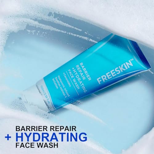 Image of Freeskin Barrier Repair Hydrating Face Wash with Ceramides & Hyaluronic Infused | Soothes Redness & Irritation | Gentle Daily Face wash for Healthy, Moisturized Skin - 100 ml