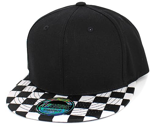 Image of KBETHOS Classic Snapback Hat Blank Cap Underbrim Cotton Wool Blend Flat Visor Adjustable Unisex