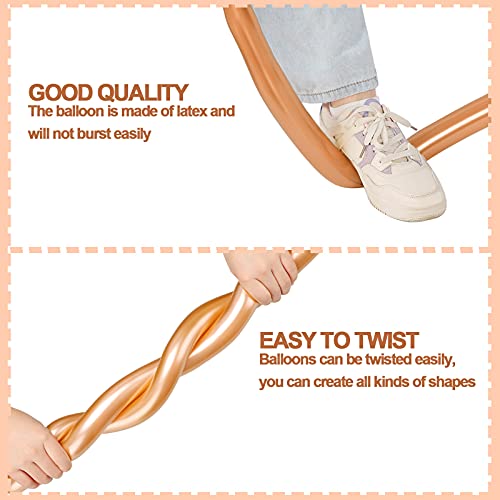 Image of Skylety 50 Pieces Long Balloons 260 Twisting Animal Metallic Latex Balloons DIY Modelling for Birthday Wedding Engagement Magic Anniversary Festival Party Decoration(Rose Gold)