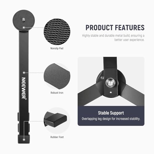 Image of NEEWER Metal Mini Tripod Base for TL120C TL60 CL124 Tube Light Wand Stick, Extra Stable Foldable Handheld Tripod Legs Feet Tabletop Light Stand with 1 /4 inch Screw, Silicone Pad, 3 inch /8cm Low Angle, CTN5