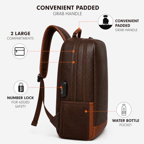 Image of FUR JADEN Anti Theft Number Lock Backpack Bag with 15.6 Inch Laptop Compartment,Organizer Pocket for Men Women Boys Girls (Tan & Brown)