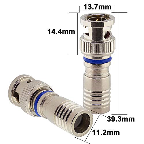 Conector BNC macho coaxial para cable RG6 RG59 2 unidades miniatura 3