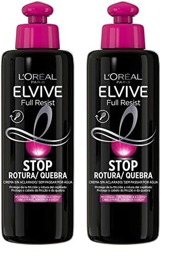 L'Oreal Paris Elvive Full Resist Crema sin Aclarado Stop Rotura para Pelo Frágil con Tendencia a Caerse, 200 ml (Paquete de 2)