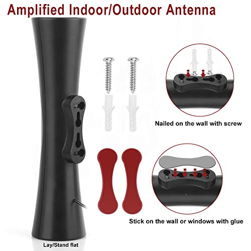 Amplified Digital Antenna-Indoor/Outdoor HDTV Antenna Amplified 250Miles TV Antenna Comes with Extension Line total 33ft Coax Cable-Support 4K 1080p All Televisions-Digital Antenna with Signal Booster