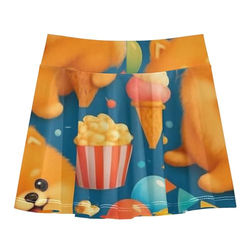 Joisal Cute Pomeranian Dogs Party Skirts with Shorts Clothes Girls' Shorts Athletic Skorts Teen Skirt 4t2