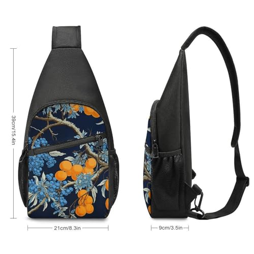 Bolso bandolera pequeño unisex azul con flores miniatura 2