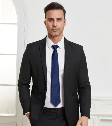 Image of DecTwig Men's Ties Solid Color Formal Neckties 3.15 inch (8CM) Black Ties For Men