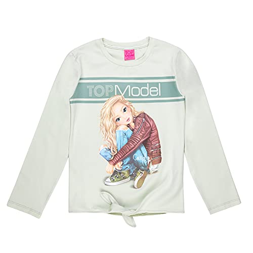 Top Model Niñas T-Shirt, Camisa de Manga Larga, Verde, Talla 152, 12 años
