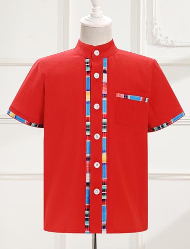 Toddlers Kids Boys Mexican Traditional Folk Short Sleeve Button Down Shirt Cinco De Mayo Costume4