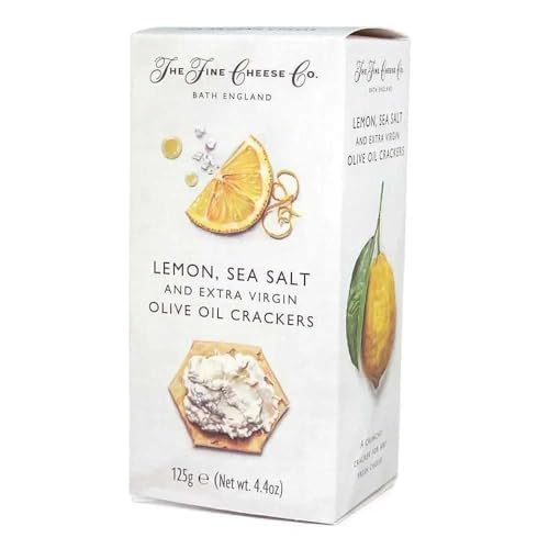 The Fine Cheese Co. Lemon Sea Salt & Extra Virgin Olive Oil Crackers | Imported from England | 4.4 ounces