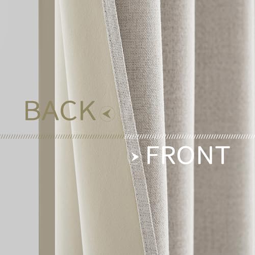 MIULEE Linen Textured Curtains for Bedroom Solid 100% Blackout Thermal Insulated Cream White Grommet Room Darkening Curtains & Drapes Luxury Decor for Living Room Nursery 52 x 54 Inch (2 Panels) by MIULEE - Image 6