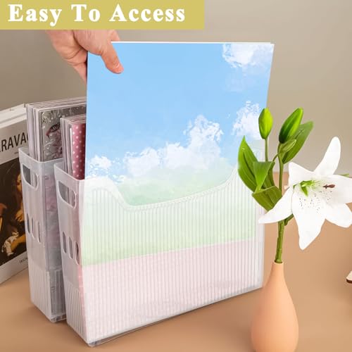 Image of 3 Size Scrapbook Paper Storage with Wheels, Plastic Scrapbook Storage Bin, 12x12 Paper Storage Organizer for Scrapbook Papers, Vinyl Sheets, Cardstocks, Documents