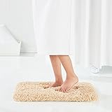 Genteele Non-Slip Memory Foam Shaggy Bathroom Mat, Water Absorbent, Super Plush, Washable Bathroom Rug, 21