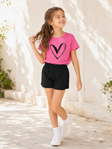 Image of Girl's 2 Piece Outfits Cute Summer T-Shirt and Graphic Shorts Clothing Sets