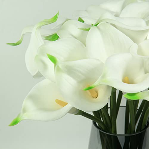 Beautifulu BU-ACL-20PCS-WHITE Artificial Calla Lily Flowers,Realistic And Real Touch Fake Pu Bouquets thumb #1