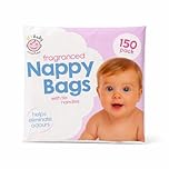 150pcs Fragranced Nappy Disposable Bags With Tie Handle Antibacterial Nappy Sacks Fragranced For Eliminate Odour Leakproof Bags Essentials For Newborn And Young Babies Travel Or Home Use