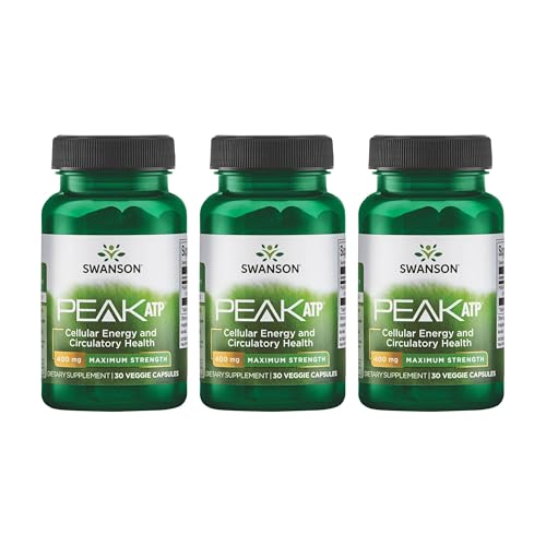 Image of Swanson Maximum Strength Peak ATP Cellular Energy Supplement for Athletes and Active Adults Seeking Performance and Recovery Support - 400 mg (30 Veggie Capsules, 3 Pack)