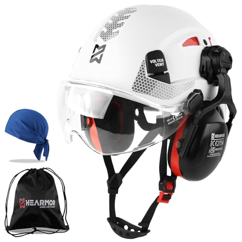 Ideale per la protezione della testa: il casco di protezione HEARMOR è realizzato in materiali ABS di alta qualità con eccezionale durata e resistenza agli urti, per proteggere la testa da oggetti che cadono, urti, collisioni, ecc.
