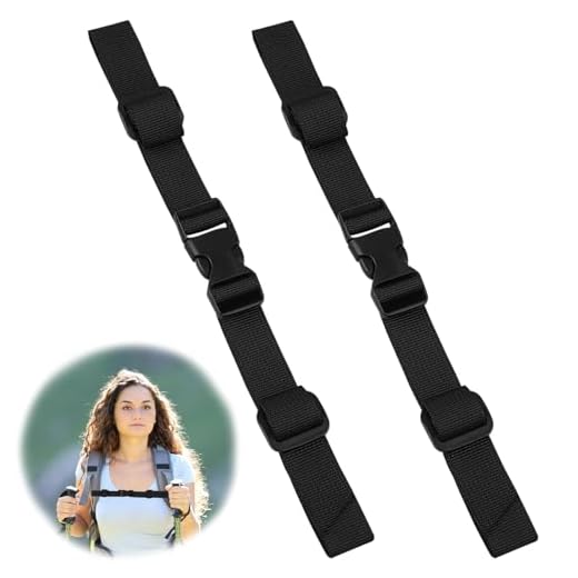 2 Stück Verstellbarer Brustgurt für Rucksack - Schwarz, Robust und Haltbar, Allzweck Gurtband für Jogging, Wandern, Reisen, Klettern, Schwarz Gurtband zum Jogging