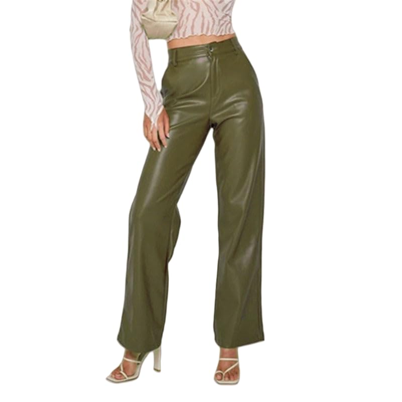 MINTLIMIT Faux Leather Pants for Womens High Waist 2025 Straight Leg Punk PU Trousers